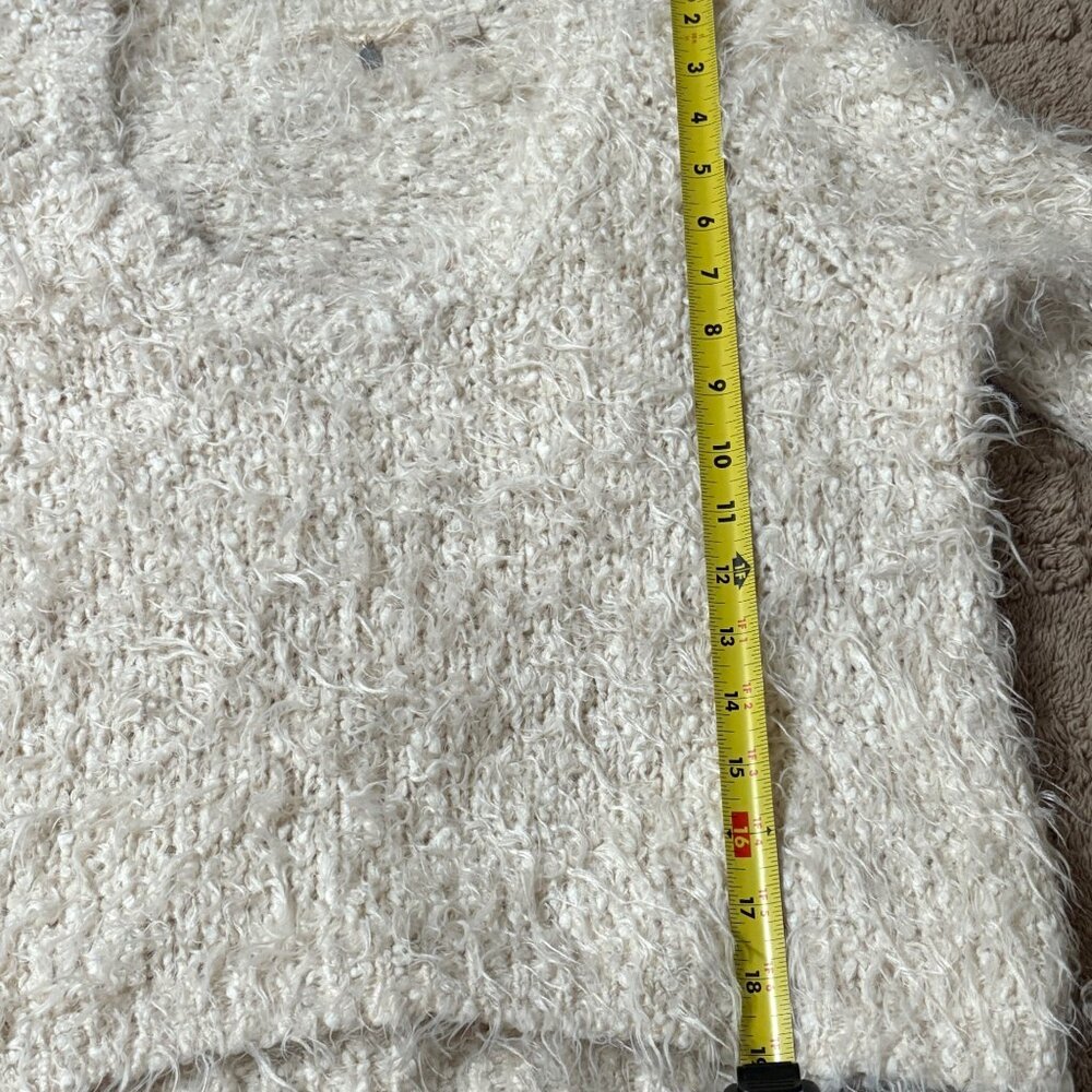 EXCELLENT Anthropologie Knitted & Knotted Ivory Fuzzy Snowfrost Sweater XS - Picture 7 of 12